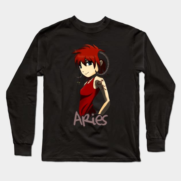 aries zodiac Long Sleeve T-Shirt by ernestbrooks